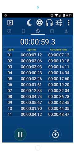 Stopwatch in Alarm Plus Millenium Android App